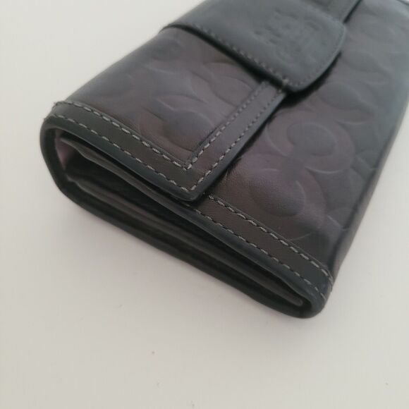 Coach Wallet Leather Signature Black Purple Bifold 8x4 Large Envelope Boho - Picture 9 of 9